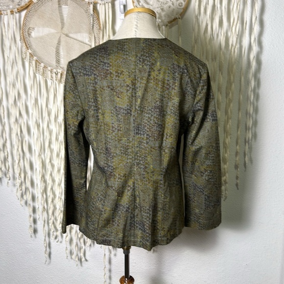 Peruvian Connection Green Gold Pima Cotton Button Front Lightweight Jacket Top - Picture 6 of 11